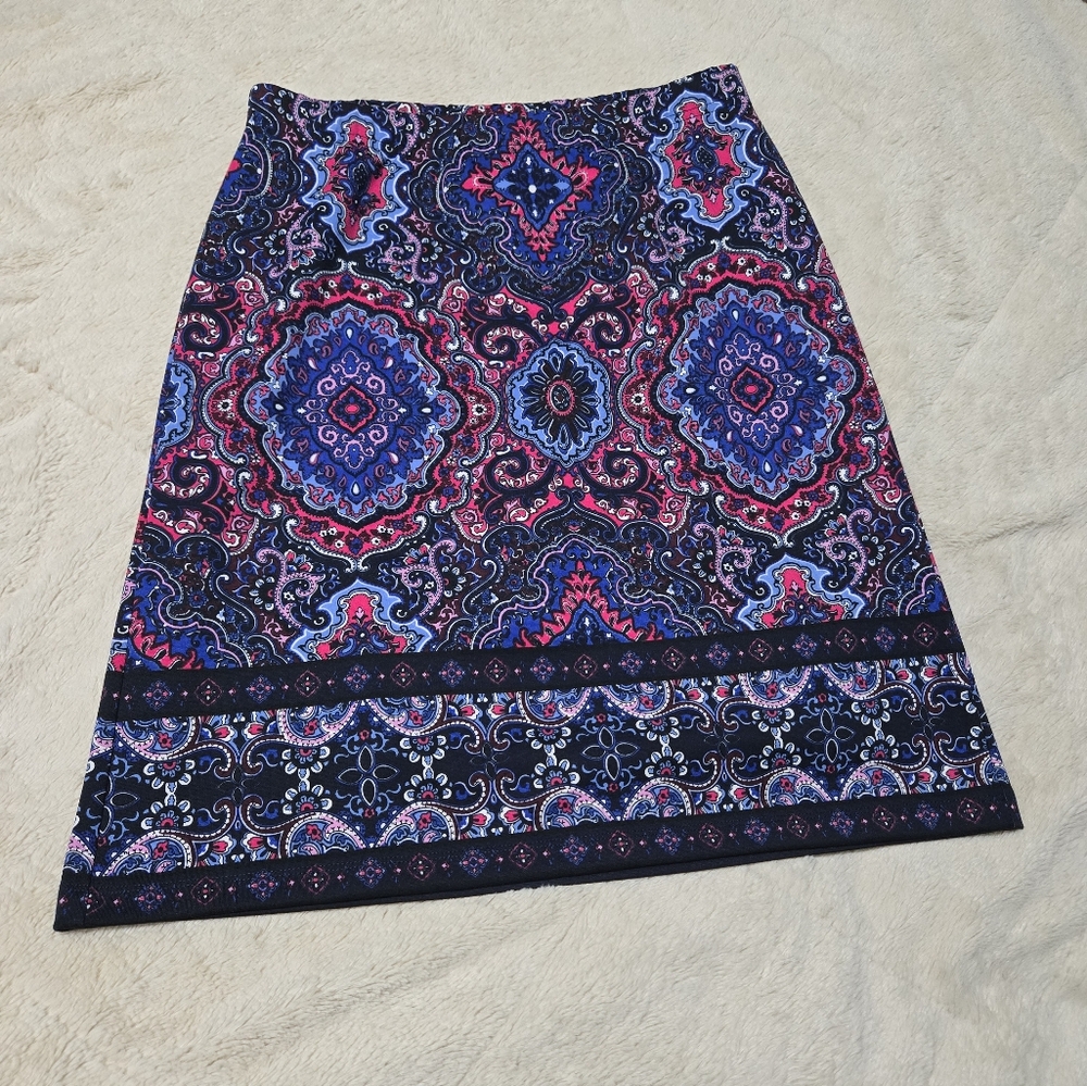 Talbots Petites  Asian Print Cotton Skirt, size P